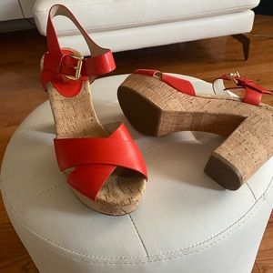Red never worn sandals